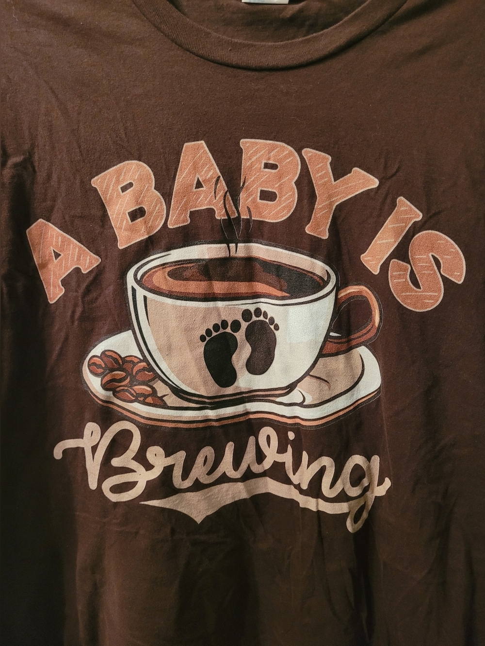 "A Baby Is Brewing" pregnancy announcement T-shirt Sz 3XL